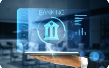 online-banking-application-concept-with-digital-bank-building-sign-with-indicators-virtual-projection-from-digital-tablet-man-hand